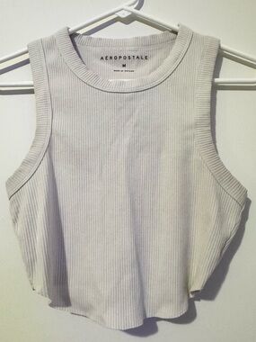 Aeropostale White Ribbed Crop Tank Top